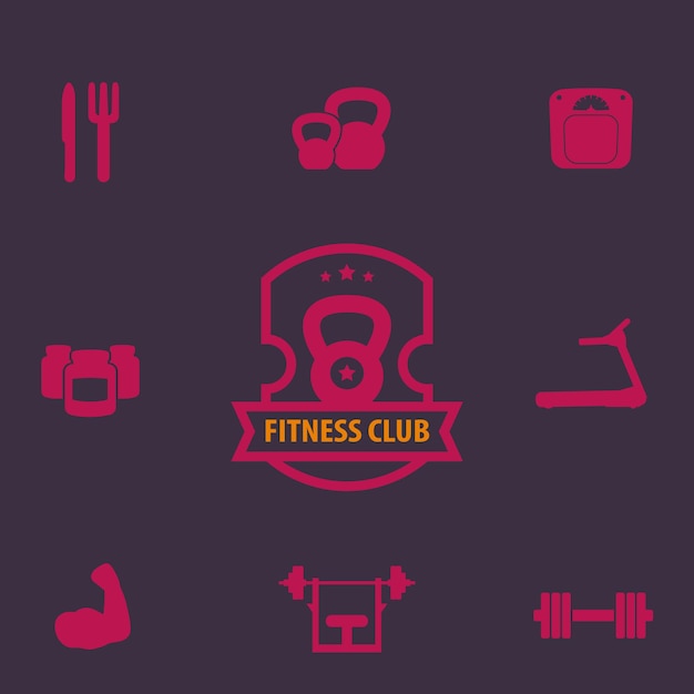 Vector conjunto de iconos de gimnasio gimnasio