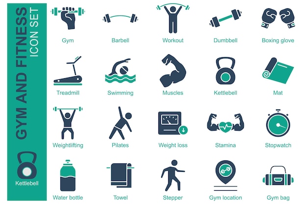 Conjunto de iconos de gimnasio
