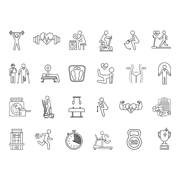Conjunto de iconos de gimnasio