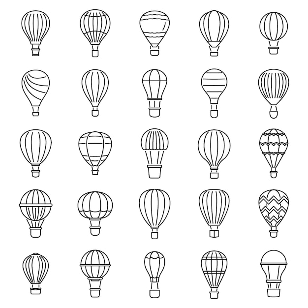 Conjunto de iconos de globo de aire de cielo