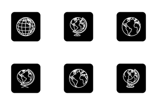 Conjunto de iconos de globo en estilo silueta vectorial