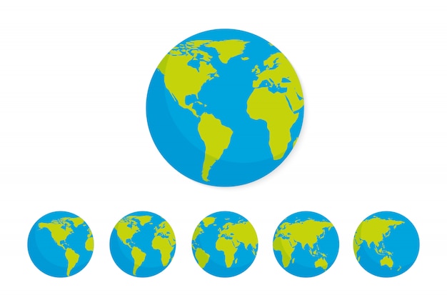 Conjunto de iconos de globo de tierra.