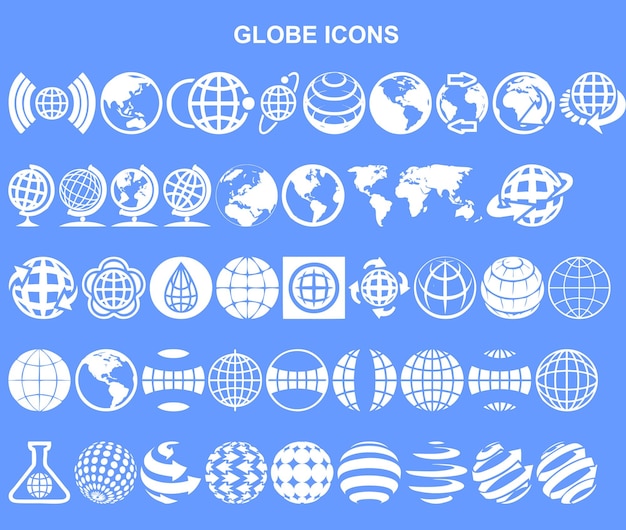 Conjunto de íconos de globo vectorial