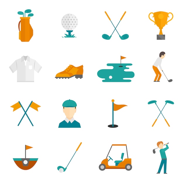 Vector conjunto de iconos de golf