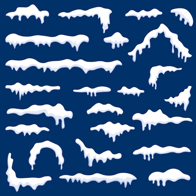 Conjunto de iconos de gorras de nieve Conjunto de decoración de nieve Ilustración vectorial