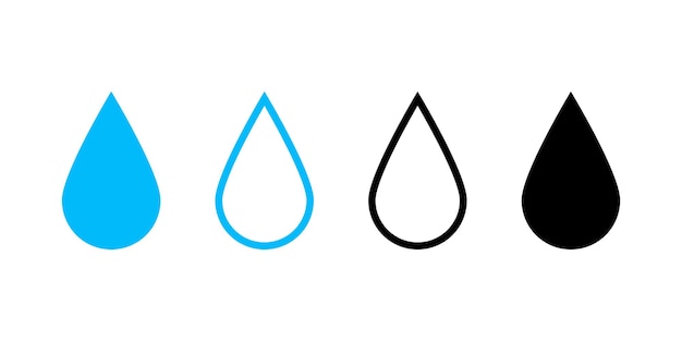 Conjunto de iconos de gotas de agua Ilustración de icono de vector de gota de agua o lluvia