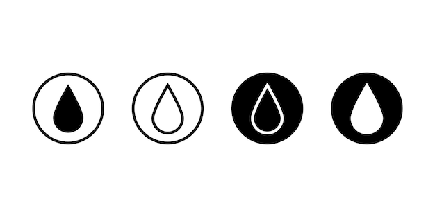 Conjunto de iconos de gotas de agua Ilustración del icono vectorial de gota de agua o lluvia