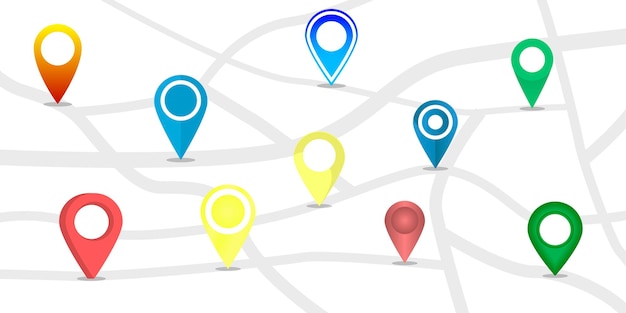 Conjunto de iconos GPS Icono de ubicación del mapa Ruta en el mapa Vector