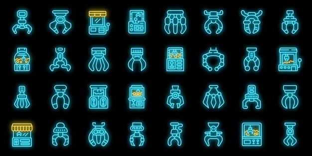 Conjunto de iconos de grabador neón vectorial