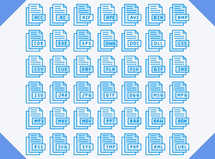 Vector conjunto de iconos de gradiente de formato de archivo