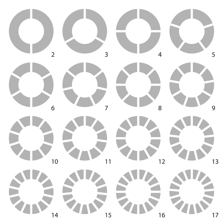 Vector conjunto de iconos de gráficos circulares gráficos redondos segmento de círculo infográfico
