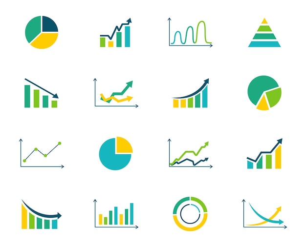 Conjunto de iconos de gráficos y tablas