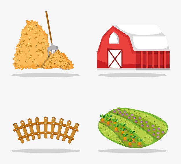 Vector conjunto de iconos de granja