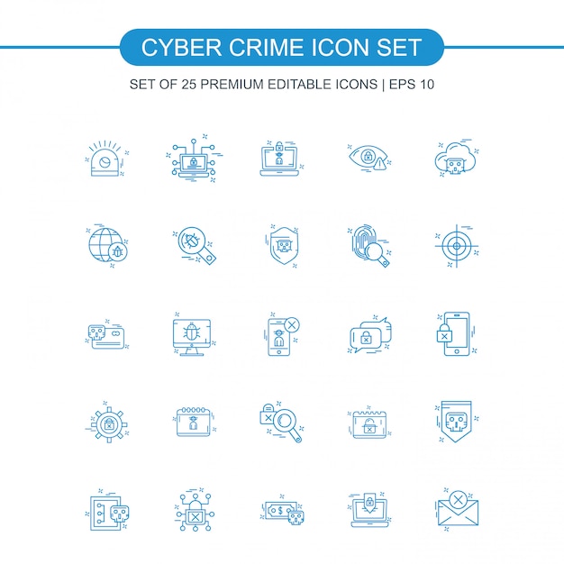 Conjunto de iconos gratis de Cyber ​​Crime