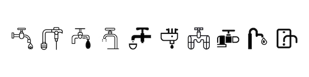 Conjunto de iconos de grifo de agua