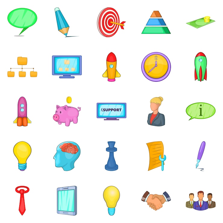 Vector conjunto de iconos de grupo, estilo de dibujos animados
