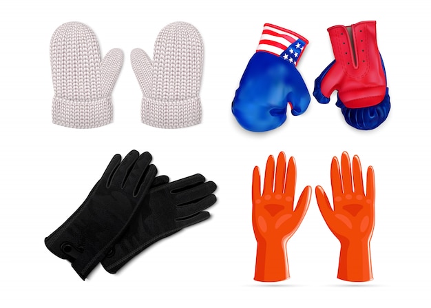 Conjunto de iconos de guantes