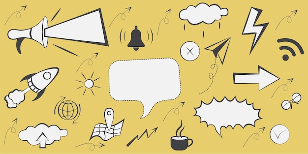 Conjunto de iconos de habla para el negocio y las redes sociales ilustración vectorial editable