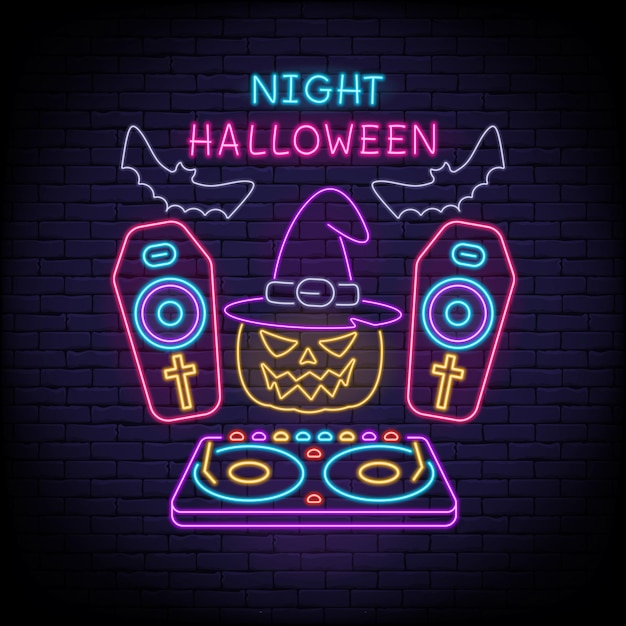 Conjunto de iconos de halloween de neón elementos de diseño de banner de letrero