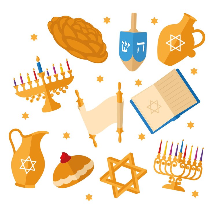 Vector conjunto de iconos de hanukkah ilustración vectorial