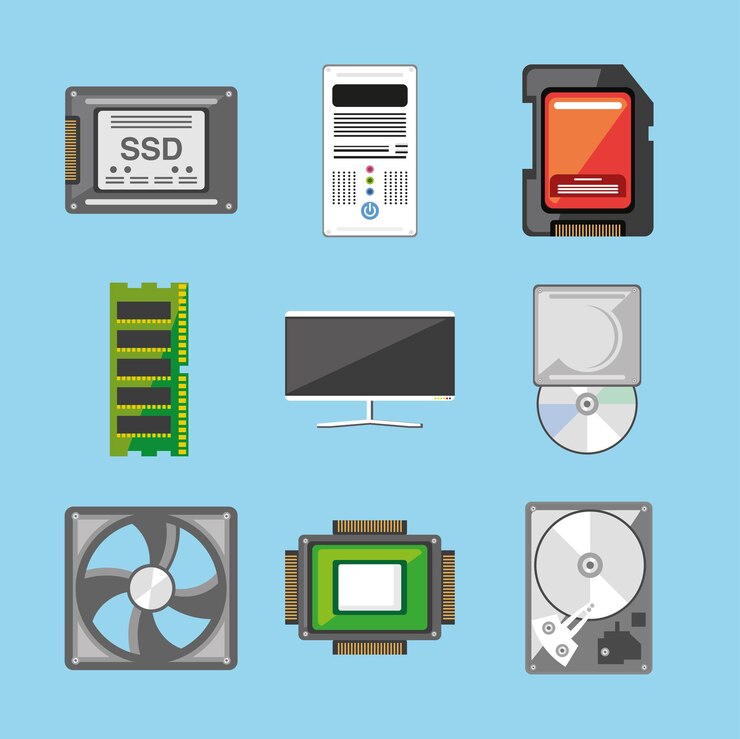 Vector conjunto de iconos de hardware de computadora