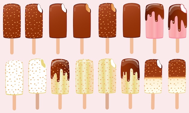 Vector conjunto de iconos de helado. dibujos animados