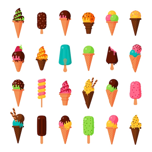 Vector conjunto de iconos de helado