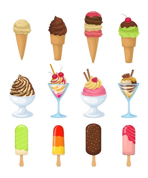 Vector conjunto de iconos de helado