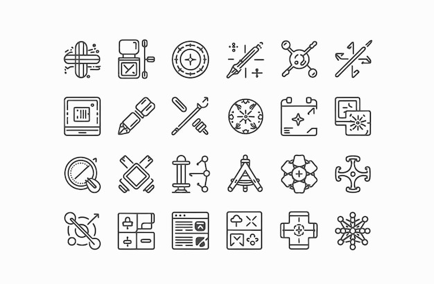 Conjunto de iconos para herramientas de diseño y creatividad de UIUX
