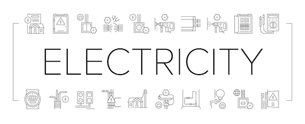 Conjunto de iconos de herramientas de instalación eléctrica vector