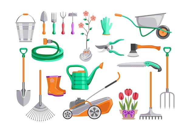 Vector conjunto de iconos de herramientas de jardinería