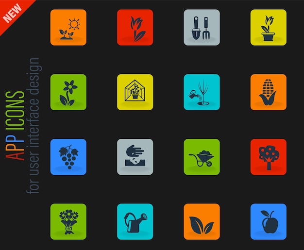 Conjunto de iconos de herramientas de plantas