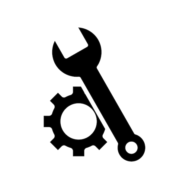 Conjunto de iconos de herramientas de reparación Símbolo vectorial de destornillador mecánico y llave inglesa en un estilo de relleno y delineado en negro Signo de kit de herramientas de mantenimiento