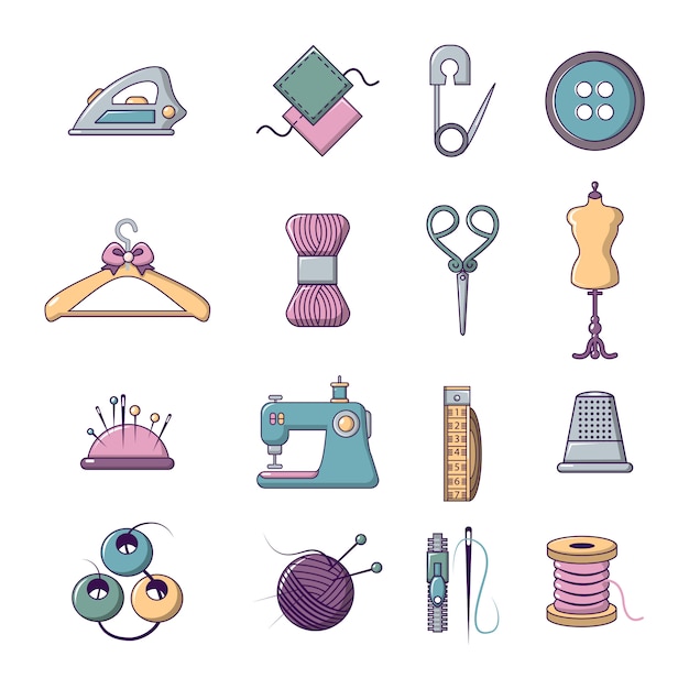 Vector conjunto de iconos de herramientas de sastre