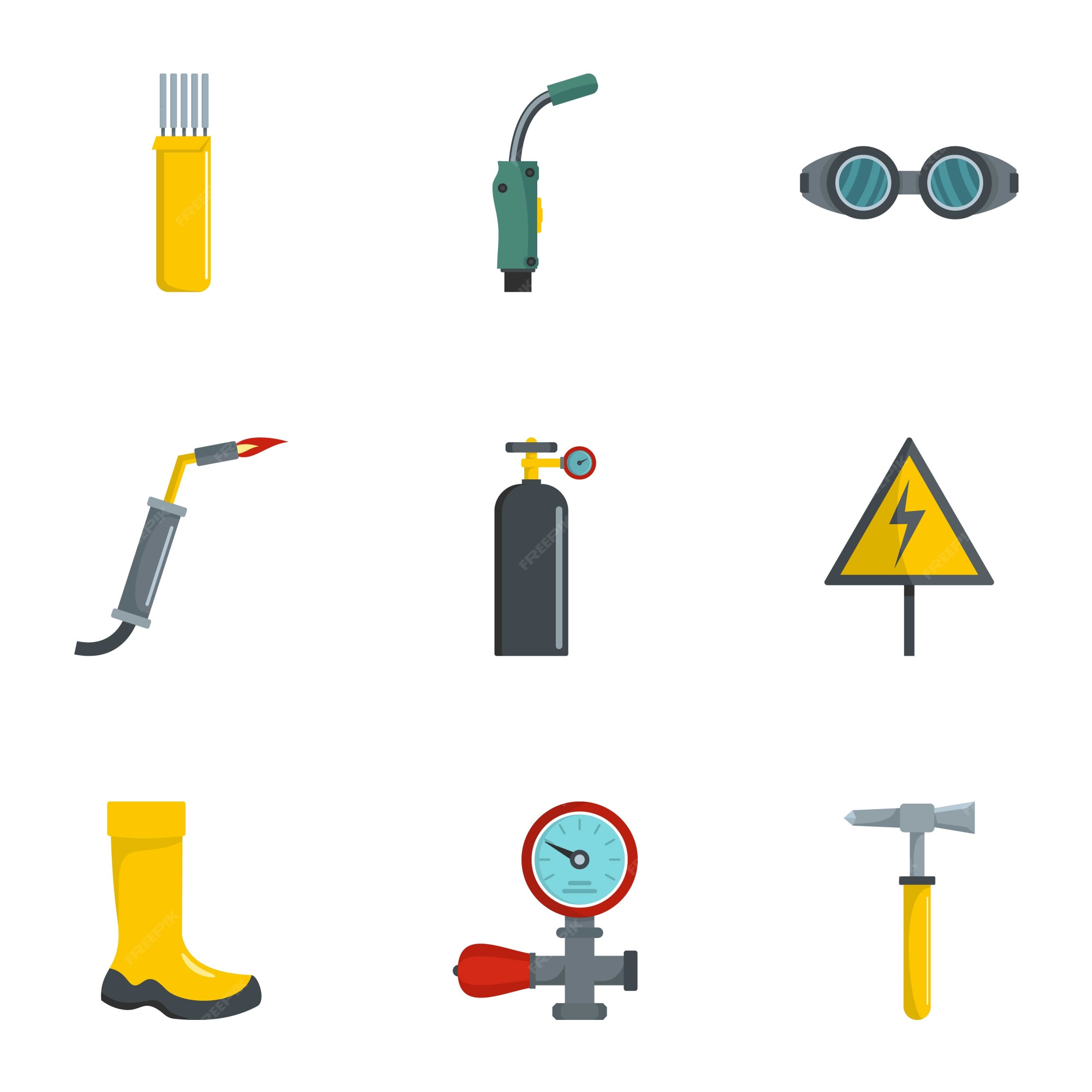 Conjunto de iconos de herramientas de soldadura, estilo de dibujos animados  | Vector Premium