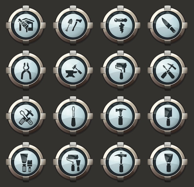 Conjunto de iconos de herramientas de trabajo para sitios web e interfaz de usuario