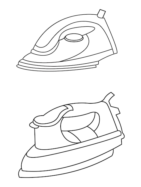 Conjunto de iconos de hierro de suavización de iconos vectoriales de hierro seco y vapor