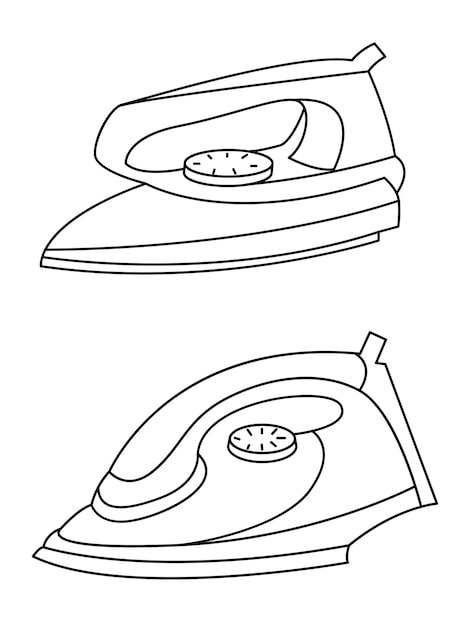 Conjunto de iconos de hierro de suavización de iconos vectoriales de hierro seco y vapor