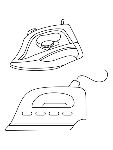 Conjunto de iconos de hierro de suavización de iconos vectoriales de hierro seco y vapor