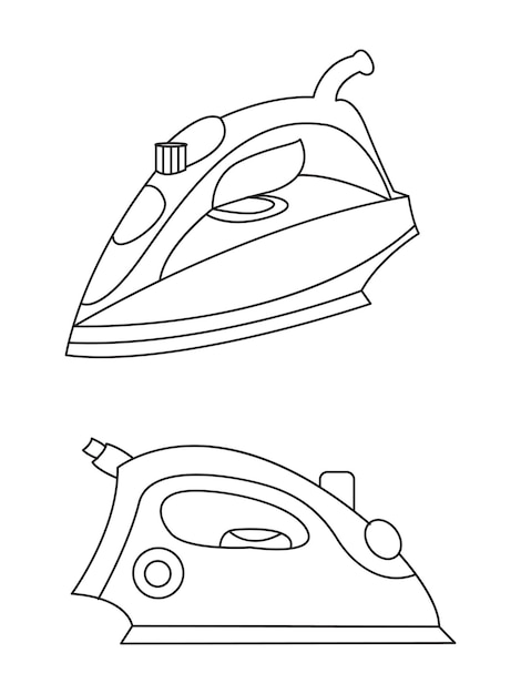 Conjunto de iconos de hierro de suavización de iconos vectoriales de hierro seco y vapor