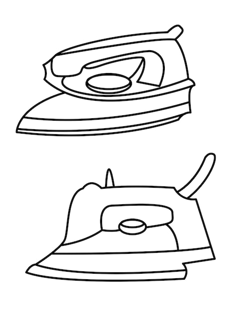 Conjunto de iconos de hierro de suavización de iconos vectoriales de hierro seco y vapor