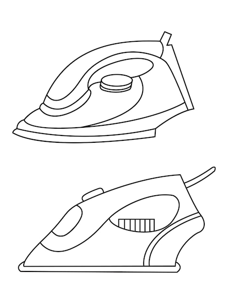 Vector conjunto de iconos de hierro de suavización de iconos vectoriales de hierro seco y vapor