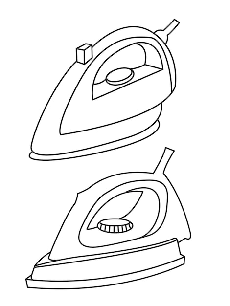 Conjunto de iconos de hierro de suavización de iconos vectoriales de hierro seco y vapor