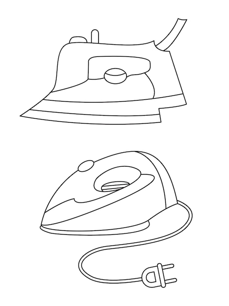 Conjunto de iconos de hierro de suavización de iconos vectoriales de hierro seco y vapor