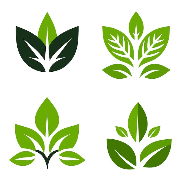 Conjunto de iconos de hoja ecología naturaleza elemento hojas verdes medio ambiente y naturaleza eco signo