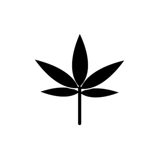 Conjunto de iconos de hojas de cannabis Símbolo vectorial de marihuana de hoja de cannabis en un estilo de relleno y delineado en negro Signo de emblema de hierbas