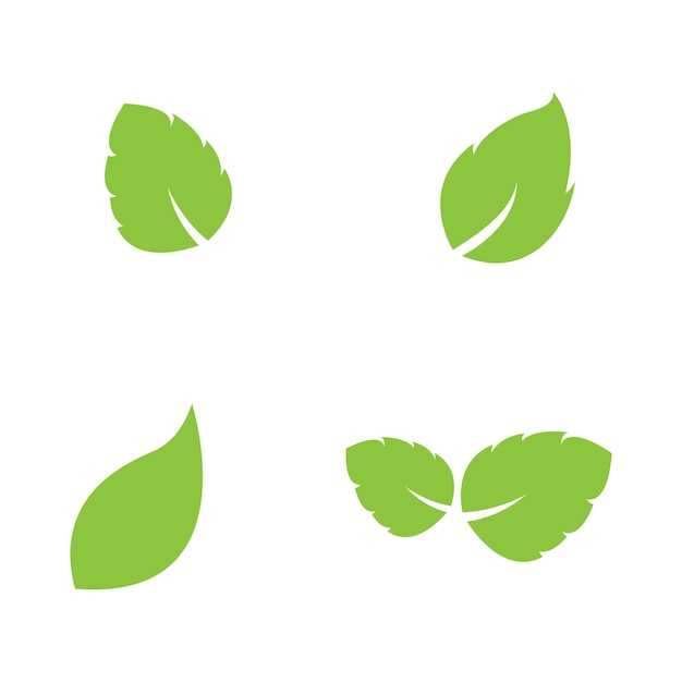 Conjunto de iconos de hojas verdes logogreen plantilla vectorial