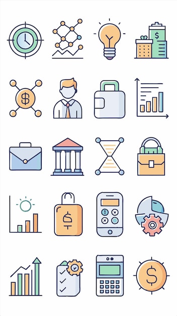 un conjunto de iconos con un hombre y una calculadora