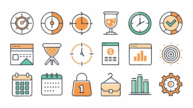 Conjunto de iconos de hora y fecha Ilustración vectorial