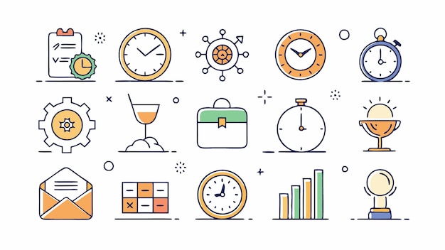 Conjunto de iconos de hora y fecha Ilustración vectorial